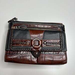 Brighton Brown & Black Leather Organizer Clutch Wallet